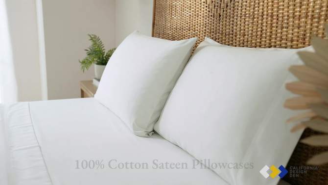 400 Thread Count Pillowcases, 100% Cotton Sateen, Soft & Cooling by California Design Den, 2 of 10, play video
