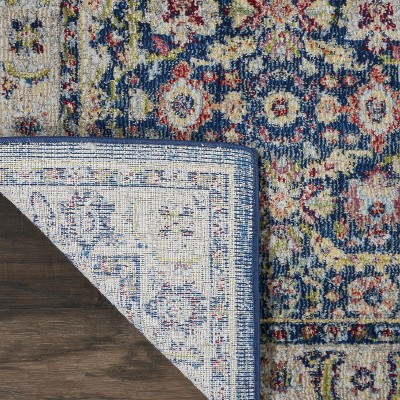Navy Multicolor Synthetic Vintage Runner Rug 2'4" x 8'