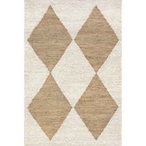 Nuloom Linnie Diamond 5x8 Jute Indoor Area Rug for Dining Room Rug Neutral Rug Living Room Rug Kitchen, Ivory/Natural - 1 of 4