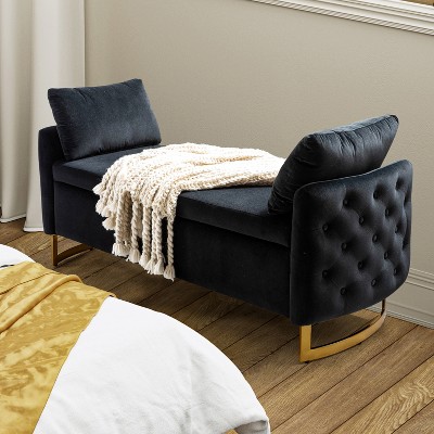 Christoph Modern Upholstered Flip Top Storage Bench with Two Pillows for Foot of Bed|ARTFUL LIVING DESIGN