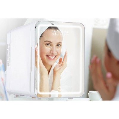 Frigidaire Gallery 9 Can Beauty Lighted Mirror Fridge Portable White