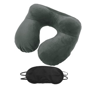 Unique Bargains Neck Pillow W/ Storage Bag Eye Mask for Airplane