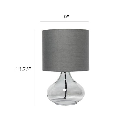 Smoke Gray Glass Gourd Nightstand Lamp with Barrel Shade
