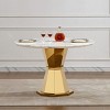 47 Inch Round Marble Dining Table with Faux Marble Top, Modern Dining Table with Stainless Steel Base for Kitchen or Dining Room-Koiai - 4 of 4