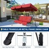 3 Seat Outdoor Porch Swing with Adjustable Canopy, Convertible Patio Swing Bed with Stand Patio SwingChair with Adjustable Tilt Shade - 4 of 4