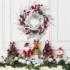 18 Inch Artificial Christmas Wreaths for Front Door, Snow Flocked White Winter Wreath with Red Apples Pine Cones for Fireplace Table - 2 of 4