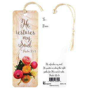 Restores My Soul Floral Pattern Cream Cardstock Tassel Bookmark Tags, Pack of 12 - 1 of 2