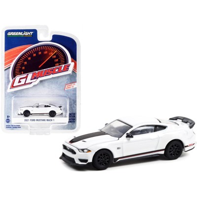 2021 Ford Mustang Mach 1 Oxford White with Black Stripes "Greenlight Muscle" Series 25 1/64 Diecast Model Car by Greenlight