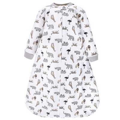 Hudson Baby Infant Premium Quilted Long Sleeve Sleeping Bag and Wearable Blanket, Neutral Safari, 0-6 Months