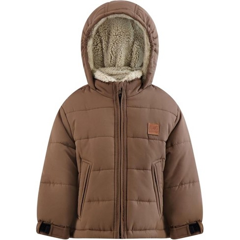 London Fog Infant Boys Heavyweight Stylish Winter Puffer Jacket Brown 12 Months Target