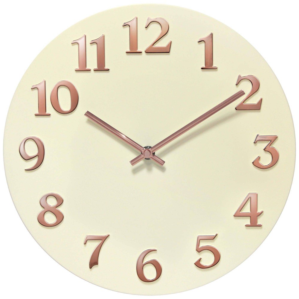 Photos - Wall Clock 12" Vogue  Ivory/Rose Gold - Infinity Instruments