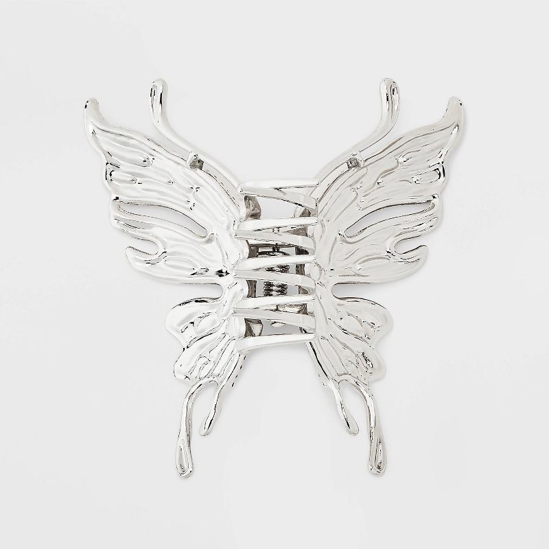 Metal Gem Butterfly Claw Hair Clip - Wild Fable&#8482; Silver, 3 of 7