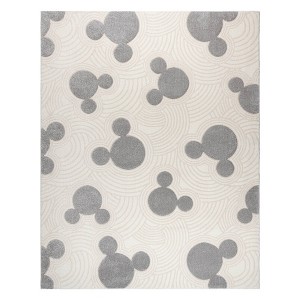 Disney Mickey Mouse Pop Art Modern Geometric High-Low Indoor Kids' Area Rug Gray/Ivory - 1 of 4