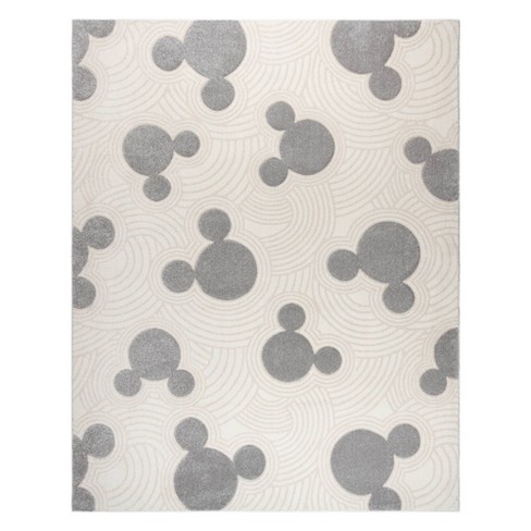 Disney Mickey Mouse Pop Art Modern Geometric High-Low Indoor Kids' Area Rug Gray/Ivory - image 1 of 4