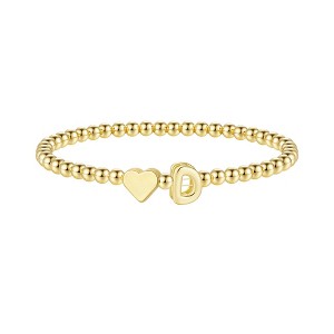 Turandoss Gold Initial Bracelets for Women Girls - Dainty Beaded Heart Bracelet for Kids, Letter Charm Bracelet for Girls, Christmas Jewelry Gifts - 1 of 4