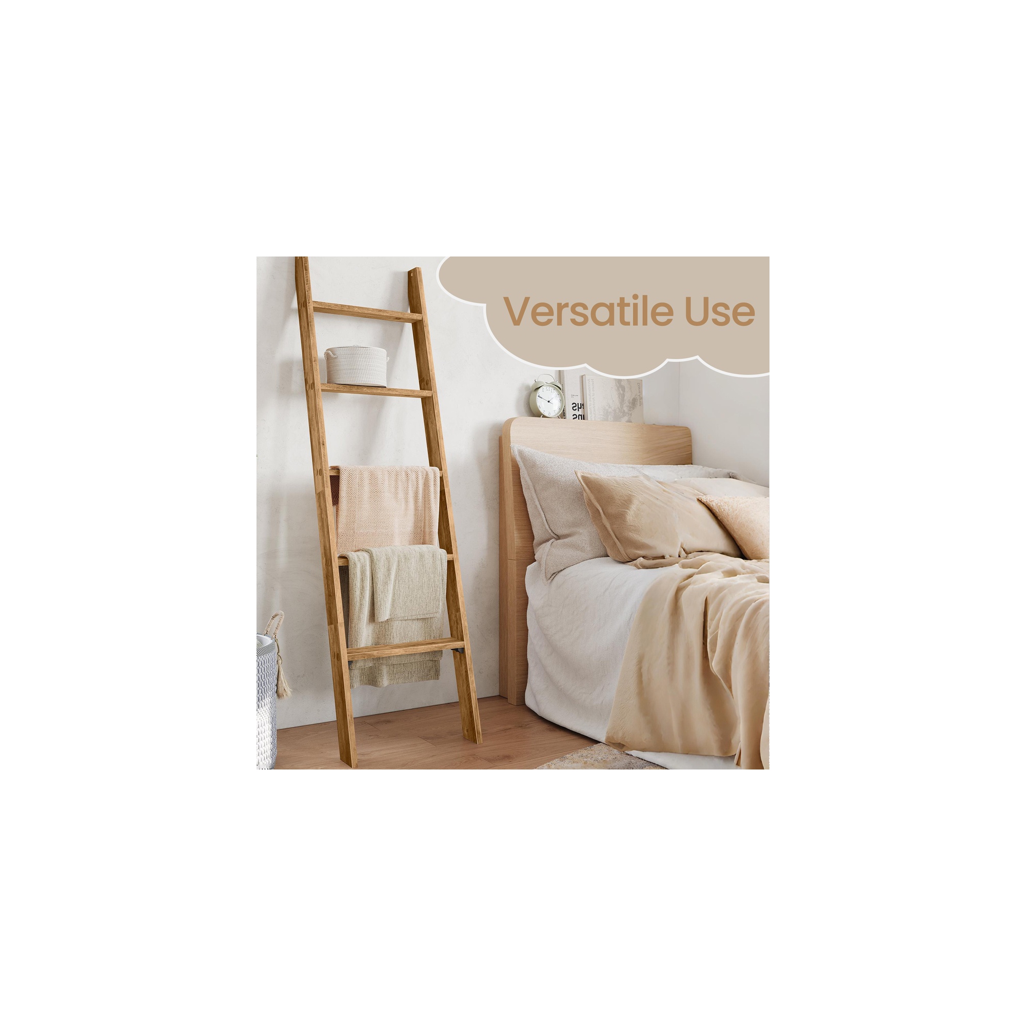 5-Tier Blanket Ladder for the Living Room, Honey Brown