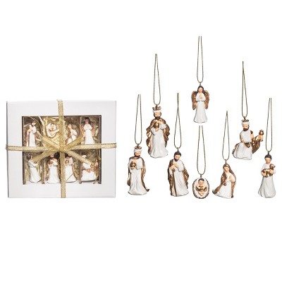 C&F Home White Nativity Ornament, Set of 8