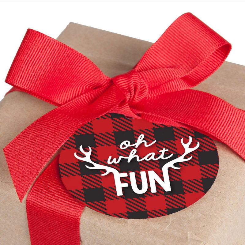 Big Dot of Happiness Prancing Plaid - Christmas and Holiday Buffalo Plaid to and from Favor Gift Tags (Set of 20), 2 of 5