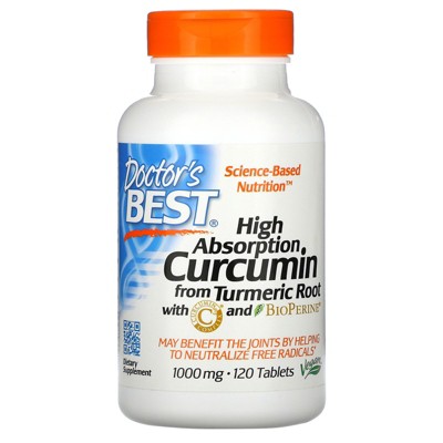 Doctor's Best High Absorption Curcumin , 1,000 mg, 120 Tablets, Dietary Supplements