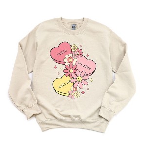 Simply Sage Market Women's Graphic Sweatshirt Retro Valentine Hearts - 1 of 3