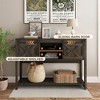 RoyalCraft Farmhouse Entryway Console Table with Storage Shelves, Sliding Barn Door and Spacious Tabletop for Living Room or Foyer, Dark Grey - 4 of 4