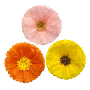 Wrapables Set of 3 Tissue Flower Pom Poms Party Decorations for Weddings, Birthday Parties Baby Showers and Nursery Decor - 1 of 4