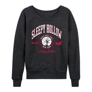 Women's - Sleepy Hollow - Collegiate Lightweight French Terry Wide Neck Long Sleeve Graphic Shirt - 1 of 4