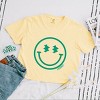 Simply Sage Market S.W.Smiley Smiley Face Outline Puff Print Boxy Crop Top - 3 of 4