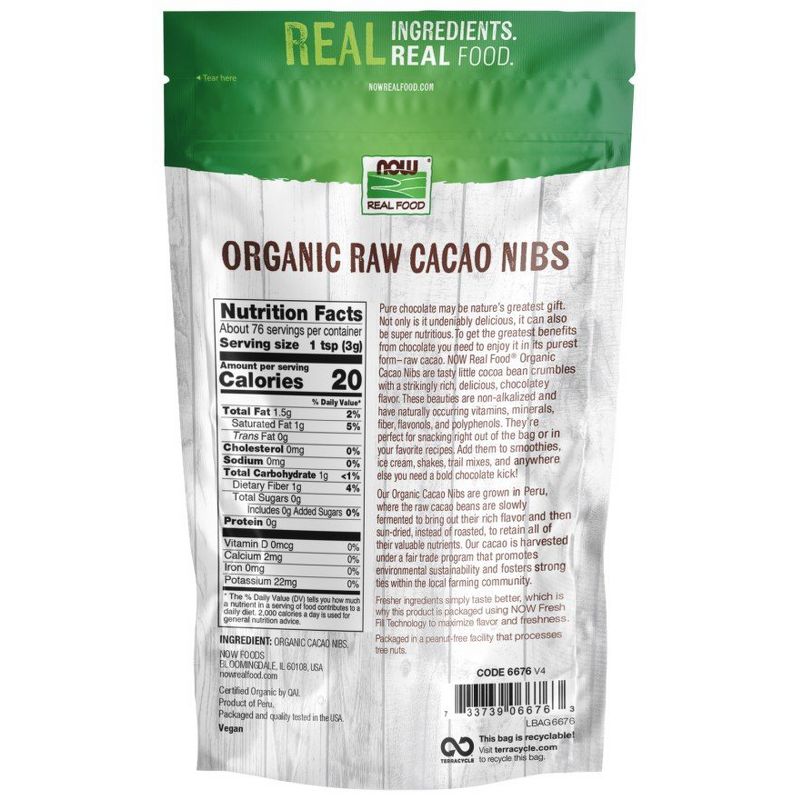 Now Foods Organic Raw Cacao Nibs  -  8 oz Bag, 2 of 3