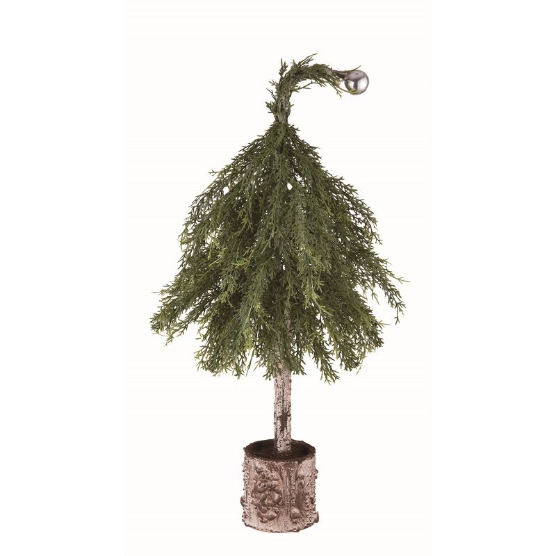 Transpac Artificial 22 in. Multicolor Christmas Faux Pines Tree in Log, 1 of 2