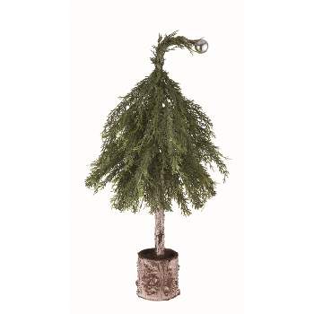 Transpac Artificial 22 in. Multicolor Christmas Faux Pines Tree in Log