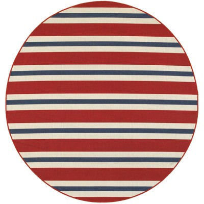Oriental Weavers Meridian 7'10" Round Machine Woven Rug in Red