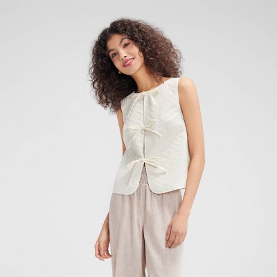Women's Quilted Tie-Front Vest - Wild Fable™