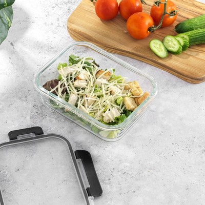 Black Glass Meal Prep Containers with Lids, Set of 5