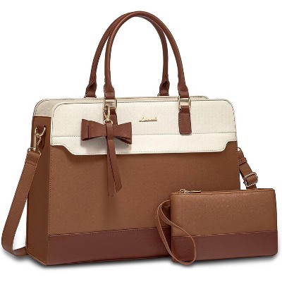 LOVEVOOK Laptop Tote Bag for Women,Leather Work Bag, Waterproof Business Teacher Bag
