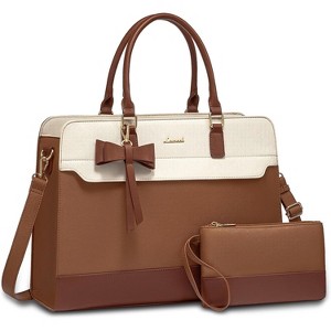 LOVEVOOK Laptop Tote Bag for Women,Leather Work Bag, Waterproof Business Teacher Bag - 1 of 3