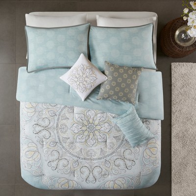 Lucinda Blue King Reversible Cotton Sateen Comforter Set