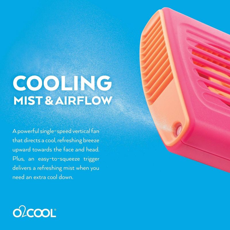 O2COOL 2pk Misting Necklace Fan Raspberry, 4 of 7