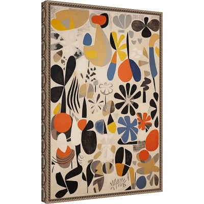 Botanical Selection Abstract Canvas Wall Art with Bronze Frame