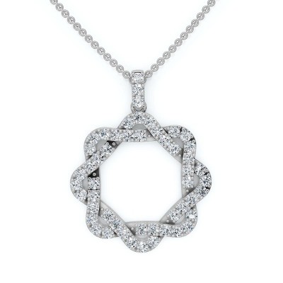 Pompeii3 1Ct Intertwined Circle Diamond Pendant Women's Gold Necklace Lab Created