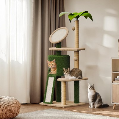 Heybly Cactus Cat Tree, Green Cat Tree, 57in Cat Tower for Indoor Cats
