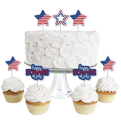 Big Dot of Happiness 4th of July - Dessert Cupcake Toppers - Independence Day Party Clear Treat Picks - Set of 24