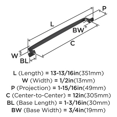 Modern Black Bronze 12-inch Appliance Pull with Mounting Hardware