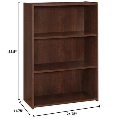 Cherry Laminate Adjustable 3-Shelf Bookcase 36"H