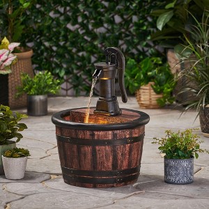 NAYSAYE Fountain Rustic Barrel Pump Hand Crafted Style with Classic Farmhouse Charm for Garden Patio Outdoor, Wood, 19.75"*26.5"*18.87" - 1 of 4