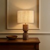 ALOADECOR 24'' Japandi Honey Brown Wood Base Bedside Table Lamp Modern Classic Nightstand Lamp with Beige Linen Fabric Shade for Bedroom - 2 of 4