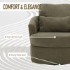 33"W Swivel Barrel Chair Accent Chair Round Sofa Chair Club Chair Leisure Arm Chair with Cushion, Teddy/PU-ModernLuxe - 4 of 4