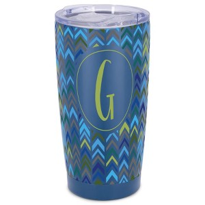 Elanze Designs G Monogram Herringbone Arrows Wrap-Around Design 20 Ounce Stainless Steel On-The-Go Coffee Mug, Thermal Travel Tumbler with Leak - 1 of 4