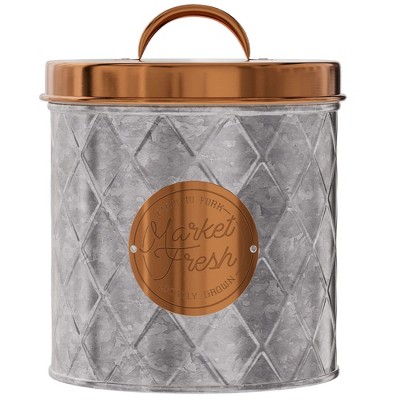 Amici Home Bristol Food Storage Metal Canister, For Kitchen & Household, Silver Copper