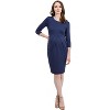 Hello Miz Women's 3/4 Sleeve Round Neck Front Pleat Maternity Dress - 4 of 4